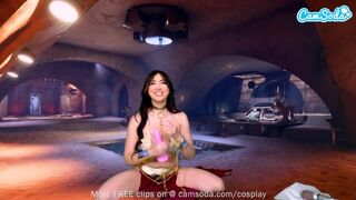 Princess Leia cosplayban élvezi a hatalmas csöcsű néger szépség játékát