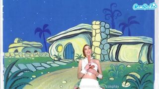 Cuki fiatal wilma flintstone cosplayben masturbál és orálozza a nagy fazsat