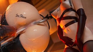 Megkötözve és telelőve: alázatos kisasszony anális horgos képzése