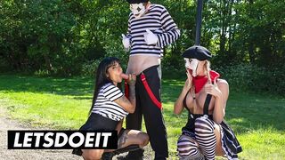 Sexy Street Mimes bemutatja: Vonzó édeshármas gigantikus mellekkel és gigantikus farkakkal a LetsDoeIt csatornán